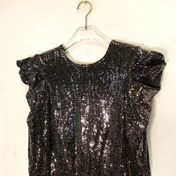 Vintage Forever 21‎ Dress Small Sequin Black Mini Cocktail Mirror Party - Picture 2 of 7